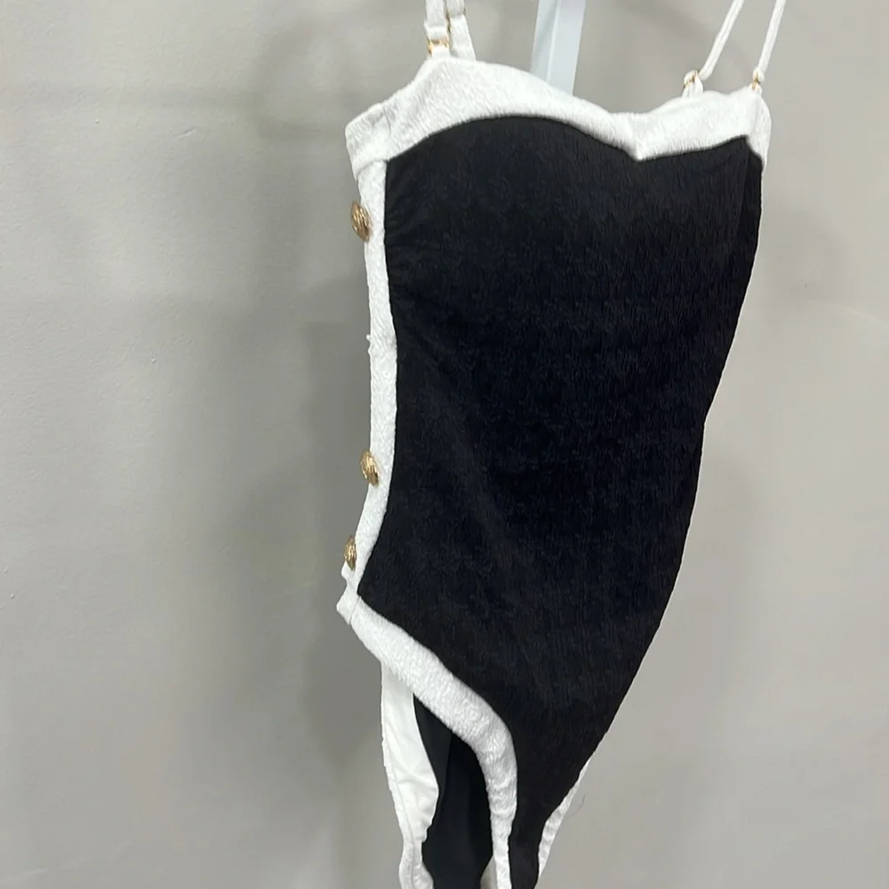 Tory Colorblock Chic Bandeau One Piece Swimsuit in Black - Picture 4 of 12